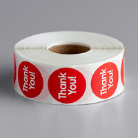 Point Plus Thank You Permanent 1 inch Red Label - 1000/Roll