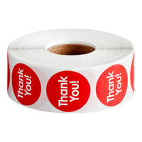 Point Plus Thank You Permanent 1" Red Label - 1000/Roll