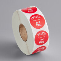 Point Plus Hot Dog Permanent 1 inch Red Label - 1000/Roll