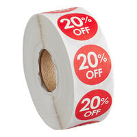 Point Plus 20% Off Permanent 1" Red Label - 1000/Roll