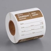 Noble Products Thursday 2 inch x 2 inch Dissolvable Day of the Week Label - 250/Roll