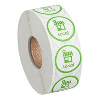 Point Plus 1" Round Green Permanent Local Label - 1000/Roll