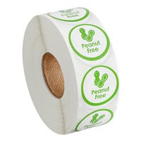 Point Plus "Peanut Free" Permanent 1" Green Label - 1000/Roll