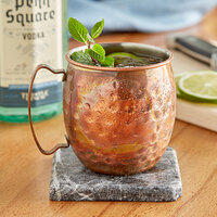 Acopa Alchemy 16 oz. Hammered Antique Copper Moscow Mule Mug - 4/Pack