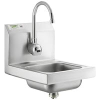 Regency 12 inch x 16 inch Wall Mounted Hands-Free Hand Sink with 11 1/8 inch Gooseneck Sensor Faucet