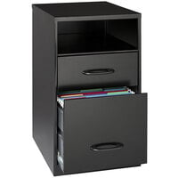 Hirsh Industries 18505 Space Solutions SOHO Black Two-Drawer Vertical File Organizer with Supply Drawer and Fixed Shelf - 14 1/4 inch x 18 inch x 24 1/2 inch