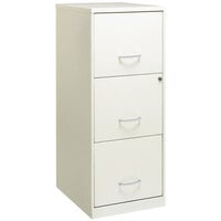 Hirsh Industries 22618 Space Solutions SOHO Pearl White Three-Drawer Vertical File Cabinet with Lock - 14 1/4 inch x 18 inch x 35 1/2 inch