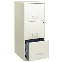 Hirsh Industries 22618 Space Solutions SOHO Pearl White Three-Drawer Vertical File Cabinet with Lock - 14 1/4 inch x 18 inch x 35 1/2 inch
