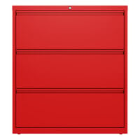 Hirsh Industries 24252 HL10000 Series Lava Red Three-Drawer Lateral File Cabinet - 36" x 18 5/8" x 40 5/16"