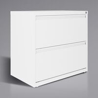 Hirsh Industries 24085 SOHO White Two-Drawer Lateral 101 File Cabinet - 30 inch x 17 5/8 inch x 27 3/4 inch