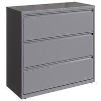 Hirsh Industries 23749 HL10000 Series Arctic Silver Three-Drawer Lateral File Cabinet - 42" x 18 5/8" x 40 5/16"