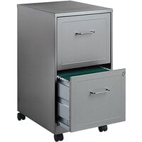 Hirsh Industries 16873 Space Solutions SOHO Arctic Silver Mobile Two-Drawer Vertical File Cabinet - 14 1/4 inch x 18 inch x 26 11/16 inch