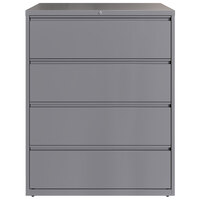 Hirsh Industries 23750 HL10000 Series Arctic Silver Four-Drawer Lateral File Cabinet - 42 inch x 18 5/8 inch x 52 1/2 inch