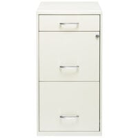 Hirsh Industries 19157 Space Solutions SOHO Pearl White Three-Drawer Vertical Organizer File Cabinet with Supply Drawer - 14 1/4 inch x 18 inch x 27 1/2 inch