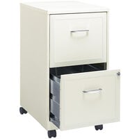 Hirsh Industries 19156 Space Solutions SOHO Pearl White Mobile Two-Drawer Vertical File Cabinet - 14 1/4 inch x 18 inch x 26 11/16 inch