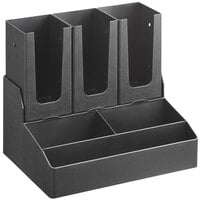 Choice Black 6-Section Countertop Cup, Lid, and Coffee Condiment Organizer