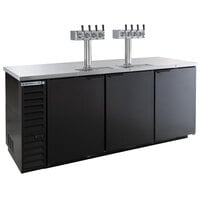 Beverage-Air DD78HC-1-B-ALT-144 (2) Four Tap Kegerator Beer Dispenser with Right Side Compressor - Black, 4 (1/2) Keg Capacity