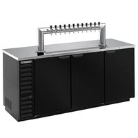 Beverage-Air DD78HC-1-B-ALT-12T 12 Tap Kegerator Beer Dispenser with Right Side Compressor - Black, 4 (1/2) Keg Capacity