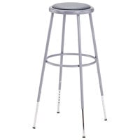 National Public Seating 6430H 31" - 39" Gray Adjustable Round Padded Lab Stool
