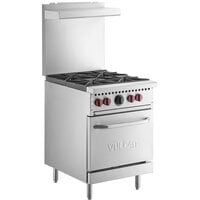 Vulcan SX24-4BN SX Series Natural Gas 4 Burner 24 inch Range with Space Saver Oven - 142,000 BTU