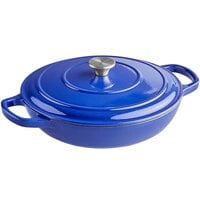 Valor 3.25 Qt. Galaxy Blue Enameled Cast Iron Brazier / Casserole Dish with Cover