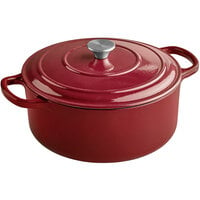 COOKERCOOL Casr Iron Enamel Cookware Set,5 pieces,Wine Red