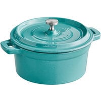 Valor 8 oz. Pre-Seasoned Mini Cast Iron Pot with Cover - 12/Case