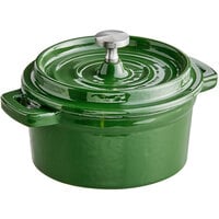 Valor 8 oz. Fern Green Enameled Mini Cast Iron Pot with Cover