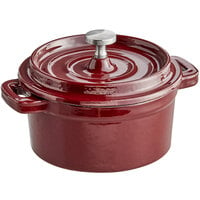 Valor 8 oz. Merlot Enameled Mini Cast Iron Pot with Cover