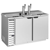 Beverage-Air DD58HC-1-C-S-ALT 2 Single Tap Club Top Kegerator Beer Dispenser with Right Side Compressor - Stainless Steel, 3 (1/2) Keg Capacity