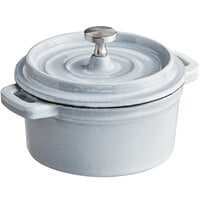Valor 8 oz. Glacier Enameled Mini Cast Iron Pot with Cover
