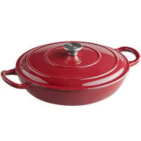 Valor 3.25 Qt. Merlot Enameled Cast Iron Brazier / Casserole Dish with Cover