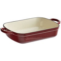 Valor 5.25 Qt. Merlot Enameled Cast Iron Roasting Pan / Casserole Dish - 13 1/2" x 10 1/4" x 3"