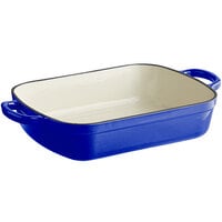 Valor 5.25 Qt. Galaxy Blue Enameled Cast Iron Roasting Pan / Casserole Dish - 13 1/2 " x 10 1/4" x 3"