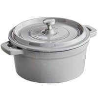 Valor 16 oz. Slate Grey Enameled Mini Cast Iron Pot with Cover