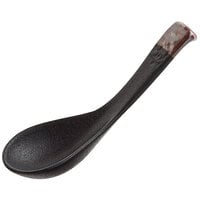 Acopa Heika 5 5/8 inch Black Matte Stoneware Soup Spoon - 24/Case