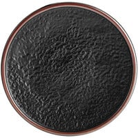 Acopa Heika 7 11/16 inch Black Matte Textured Coupe Stoneware Plate - 12/Case