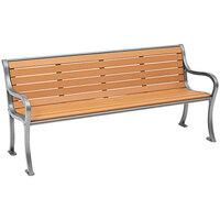 Wabash Valley CO1115C Covington 75 inch x 27 1/2 inch Portable / Surface-Mount Powder Coated Aluminum Outdoor Bench with Arms and Recycled Lumber Infill