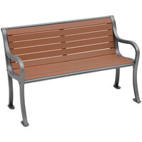 Wabash Valley CO8115C Covington 51 inch x 27 1/2 inch Portable / Surface-Mount Powder Coated Aluminum Outdoor Bench with Arms and Recycled Lumber Infill