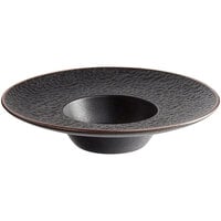 Acopa Heika 4 oz. Black Matte Textured Wide Rim Stoneware Bowl - 12/Case