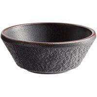 Acopa Heika 7 oz. Black Matte Textured Stoneware Bowl - 12/Case