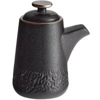 Acopa Heika 3.7 oz. Black Matte Textured Stoneware Soy Sauce Pourer - 12/Case