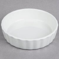 Tuxton BPK-0805 8 oz. Porcelain White Round Fluted China Souffle / Creme Brulee Dish - 12/Case
