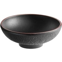 Acopa Heika 35 oz. Black Matte Textured Stoneware Bowl - 12/Case