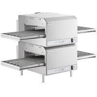 Lincoln 2502/1346 DCTI Double Stacked Countertop Impinger Electric Conveyor Oven with Digital Controls and Extended 50 inch Belt - 240V, 12 kW