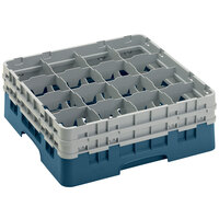 Cambro 16S534414 Camrack 6 1/8 inch High Customizable Teal 16 Compartment Glass Rack