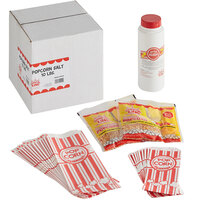 Carnival King Popcorn Popper Starter Kit with 8 oz. Popper, Cart, and Supplies - Popper with Regular Popcorn