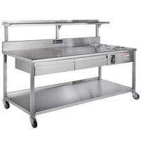 Avalon Manufacturing AFT-72-4-1 72 inch Stainless Steel 1-Drawer (4) 8 Qt. Icing Bowl Donut / Bakery Finishing Table - 120V, 1500W