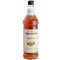 Monin 1 Liter Zero Calorie Natural Raspberry Flavoring Syrup