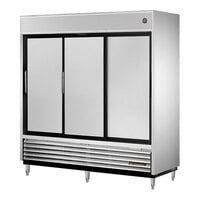 True TSD-69-HC 78 1/8" 3 Section Sliding Solid Door Reach-In Refrigerator